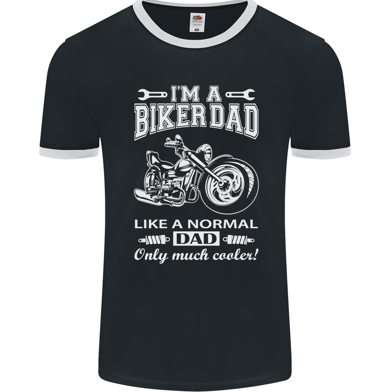 Biker A Normal Dad Father's Day Motorcycle Mens Ringer T-Shirt FotL Black/White
