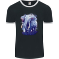 An Elephant Watercolour Mens Ringer T-Shirt FotL Black/White