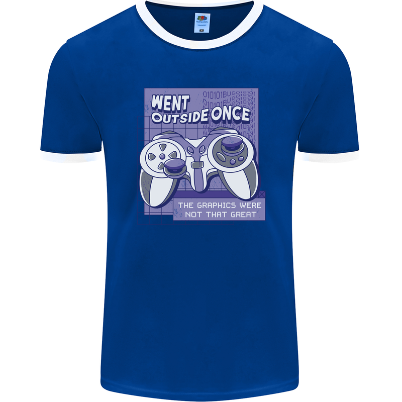 Antisocial Gamer Gaming Funny Graphics Mens Ringer T-Shirt FotL Royal Blue/White