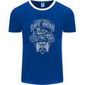 Freedom Wheels Cafe Racer Biker Motorcycle Mens Ringer T-Shirt FotL Royal Blue/White