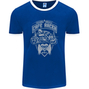 Freedom Wheels Cafe Racer Biker Motorcycle Mens Ringer T-Shirt FotL Royal Blue/White