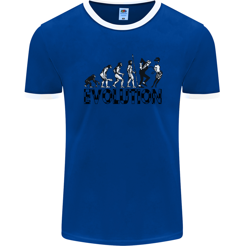 2 Tone Evolution Music 2Tone SKA Mens Ringer T-Shirt FotL Royal Blue/White