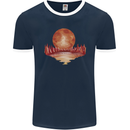 Red Moon Lake Universe Cosmos Space Mens Ringer T-Shirt FotL Navy Blue/White