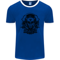 Apocalyptic Survival Skull Gamer Gaming Mens Ringer T-Shirt FotL Royal Blue/White