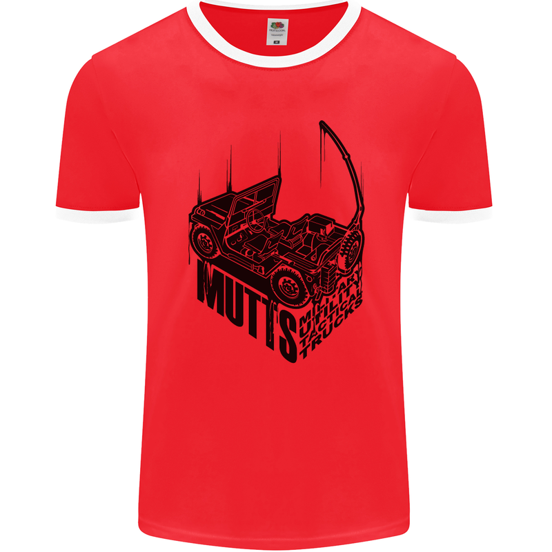 MUTTS Military Utility Tactical Trucks 4x4 Mens Ringer T-Shirt FotL Red/White