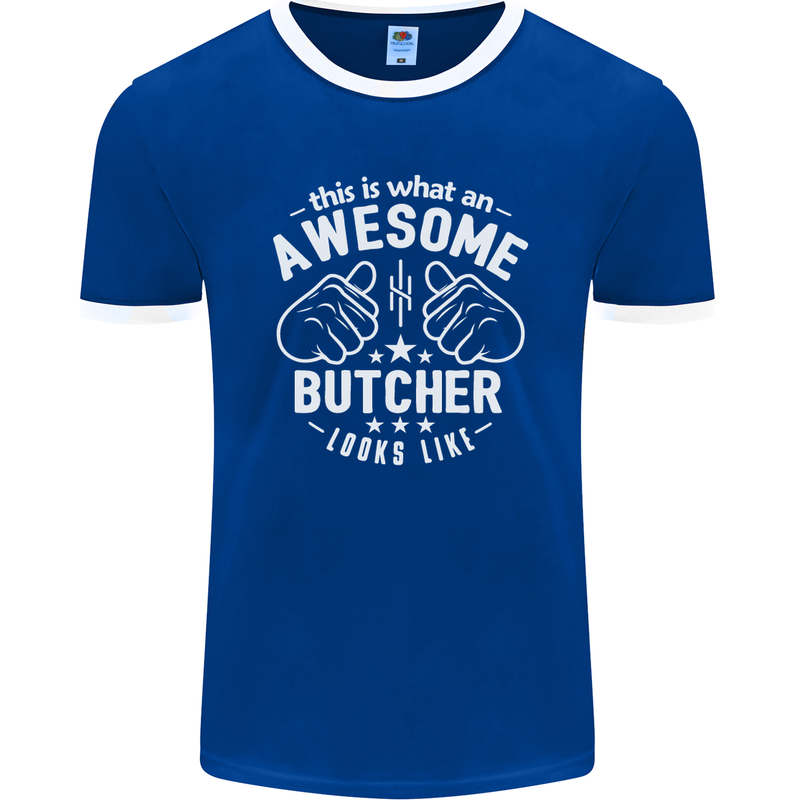 This Is What an Awesome Butcher Looks Like Mens Ringer T-Shirt FotL Royal Blue/White