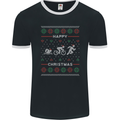 Christmas Triathlon Funny Fitness Gym Mens Ringer T-Shirt FotL Black/White