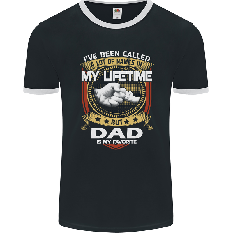 Dad Is My Favourite Funny Fathers Day Mens Ringer T-Shirt FotL Black/White