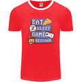 Gaming Eat Sleep Game Respawn Gamer Arcade Mens Ringer T-Shirt FotL Red/White