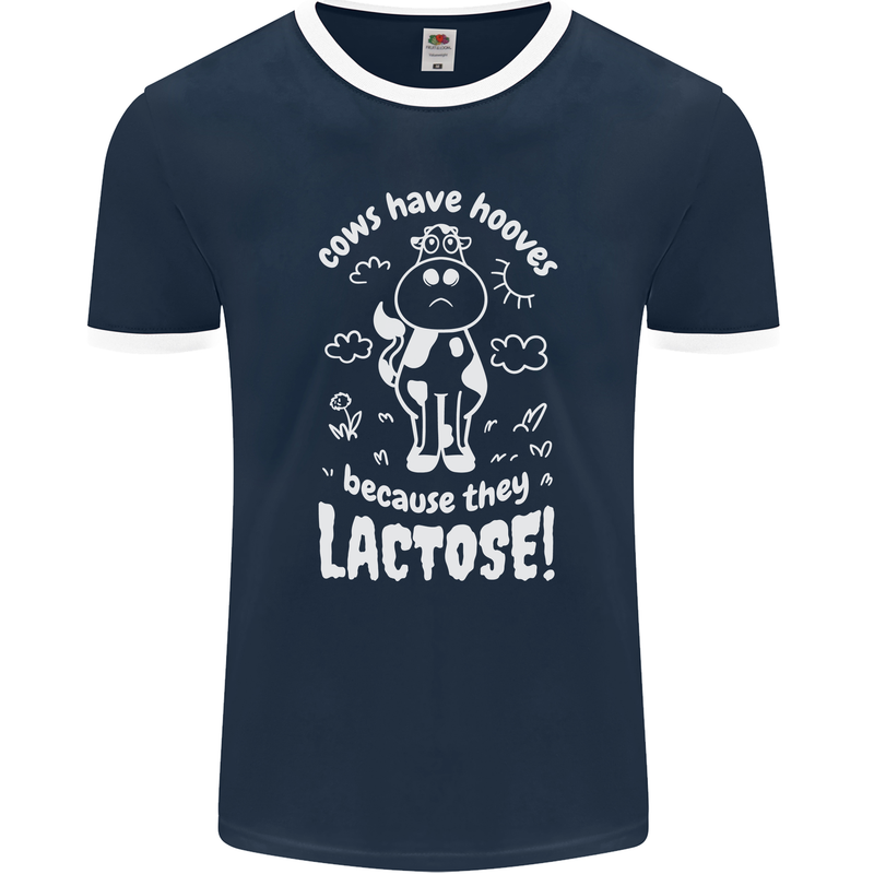 Cows Have Hooves Because They Lack Toes Mens Ringer T-Shirt FotL Navy Blue/White