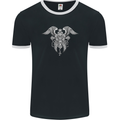 Cross Skull Wings Gothic Biker Heavy Metal Mens Ringer T-Shirt FotL Black/White