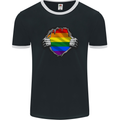 LGBT Rainbow Colours Pride Awareness Day Mens Ringer T-Shirt FotL Black/White