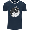 Cat and Dog Yin Yang Mens Ringer T-Shirt FotL Navy Blue/White