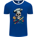 Chef Skull Mens Ringer T-Shirt FotL Royal Blue/White