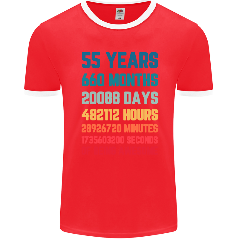 55th Birthday 55 Year Old Mens Ringer T-Shirt FotL Red/White