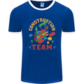Construction Funny Building Blocks Bricks Mens Ringer T-Shirt FotL Royal Blue/White