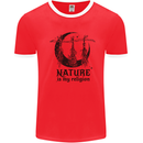 Nature Is My Religion Halloween Witch Mens White Ringer T-Shirt Red/White
