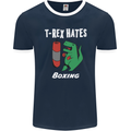 T-Rex Hates Boxing Funny Boxer Sport MMA Mens Ringer T-Shirt FotL Navy Blue/White