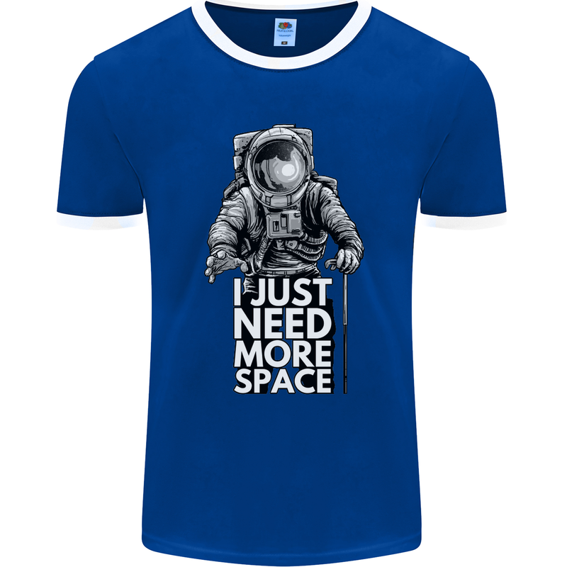 I Just Need More Space Funny Astonaut Mens Ringer T-Shirt FotL Royal Blue/White