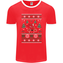 Cycling Santa Claus Christmas Cyclist Mens Ringer T-Shirt FotL Red/White