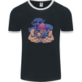 Magic Mushroom Hands Mycology Trippy Mens Ringer T-Shirt FotL Black/White
