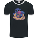 Magic Mushroom Hands Mycology Trippy Mens Ringer T-Shirt FotL Black/White