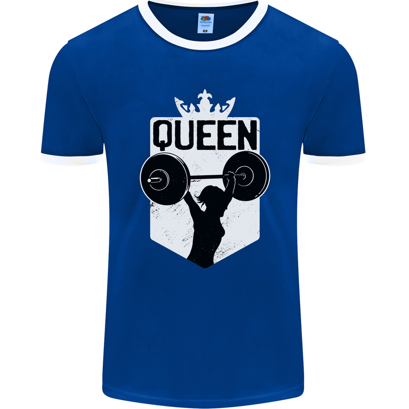 Gym Queen Female Bodybuilding Training Mens Ringer T-Shirt FotL Royal Blue/White