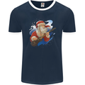 Guitar Santa Funny Christmas Rock n Roll Mens Ringer T-Shirt FotL Navy Blue/White