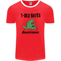 T-Rex Hates Backstroke Funny Swimming Swim Mens Ringer T-Shirt FotL Red/White
