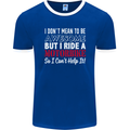 I Don't Mean to Be Awesome Biker Motorbike Mens Ringer T-Shirt FotL Royal Blue/White