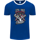 Less Talk More Chalk Funny 9-Ball Pool Mens Ringer T-Shirt FotL Royal Blue/White