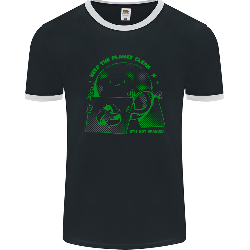 Keep the Planet Clean Climate Change Mens Ringer T-Shirt FotL Black/White