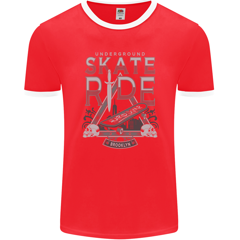 Underground Skate Ride Skateboard Mens Ringer T-Shirt FotL Red/White