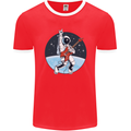 Space Rock Funny Astronaut Guitar Guitarist Mens Ringer T-Shirt FotL Red/White