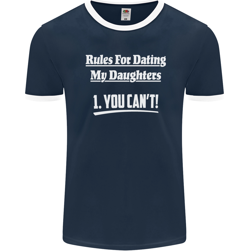 Rules for Dating My Daughters Father's Day Mens Ringer T-Shirt FotL Navy Blue/White