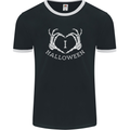 I Love Halloween Funny Skeleton Hand Skull Mens Ringer T-Shirt FotL Black/White