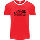 Evolution of Welsh Rugby Player Union Funny Mens Ringer T-Shirt FotL Red/White