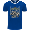 Custom Motorcycle Biker Motorbike Mens Ringer T-Shirt FotL Royal Blue/White