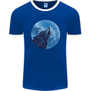 A Howling Wolf Full Moon Werewolves Mens Ringer T-Shirt FotL Royal Blue/White