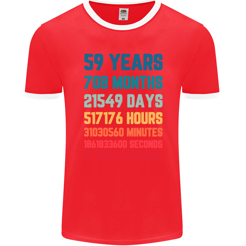 59th Birthday 59 Year Old Mens Ringer T-Shirt FotL Red/White