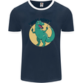 T-Rex What Now Funny Dinosaur Mens Ringer T-Shirt FotL Navy Blue/White