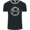 Crazy Face Gothic Skull Biker Motorcycle Mens Ringer T-Shirt FotL Black/White
