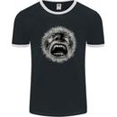 Crazy Face Gothic Skull Biker Motorcycle Mens Ringer T-Shirt FotL Black/White