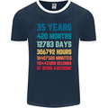 35th Birthday 35 Year Old Mens Ringer T-Shirt FotL Navy Blue/White
