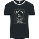 Father's Day No 1 Son Man Myth Legend Funny Mens Ringer T-Shirt FotL Black/White