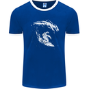 Surfing Spaceman Astornaut Surfer Surf Mens Ringer T-Shirt FotL Royal Blue/White
