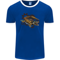 Steampunk Crocodile Alligator Mens Ringer T-Shirt FotL Royal Blue/White