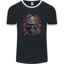 Samurai Oni Mask Bushido Ronin MMA Mens Ringer T-Shirt FotL Black/White
