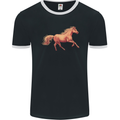 A Galloping Horse Equestrian Mens Ringer T-Shirt FotL Black/White