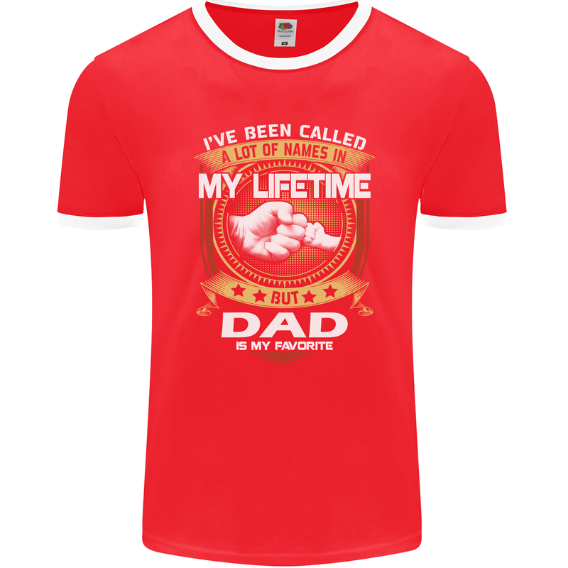 Dad Is My Favourite Funny Fathers Day Mens Ringer T-Shirt FotL Red/White